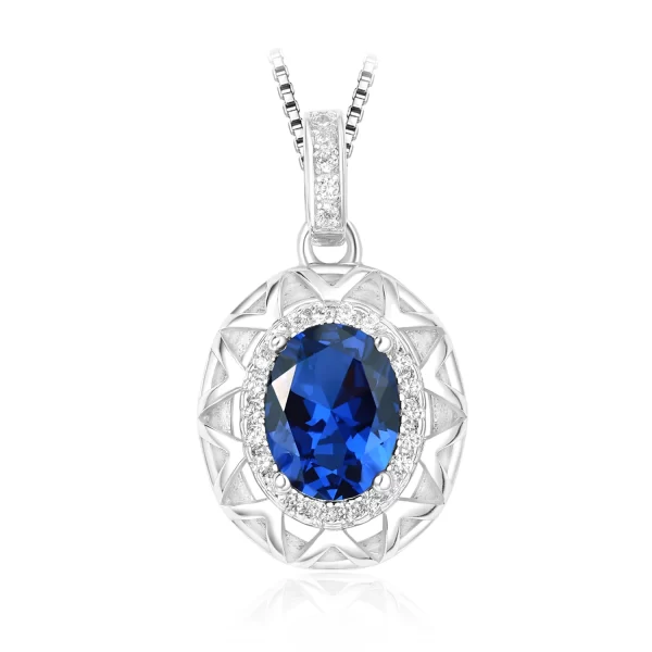 Colar feminino, 925 Colar de Prata Esterlina, Forma Oval, Criado Pingente Safira, Sem Corrente, Diário Jóias, 1.75ct. - Image 7