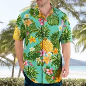 Camisas masculina casual floral havaiana cartoon,  de manga curta 3D de grandes dimensões para praia, moda, verão