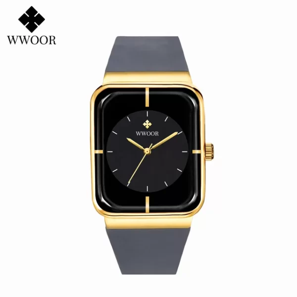 Relógio com pulseira de silicone, masculino WWOOR-impermeável, relógio de pulso quadrado simples, moda, tendência, original - Image 10