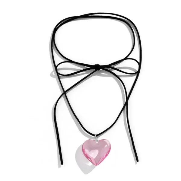 Colar de vidro, moda Jóias Coração, Charm Coração Pingente Colares Clavícula Cadeia para Namorada Casal Aniversário Presente - Image 34