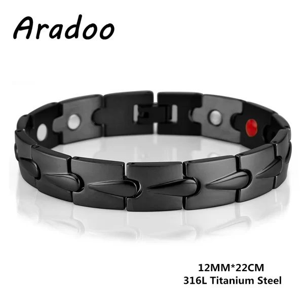 Pulseira/Bracelete, masculino, magnético do emagrecimento do aço Titanium, braceletes anti-radiação da terapia. - Image 21