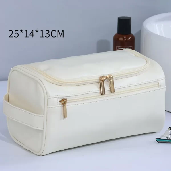 Bolsa de maquilagem multifunções em pele à prova de água feminino, mala de viagem, organizador de artigos de higiene pessoal, bolsas de cosméticos - Image 8