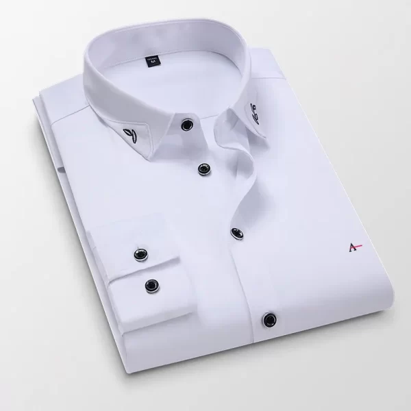 Camisas masculina elásticas bordadas manga longa, camisas casuais de negócios, marca da moda, nova, outono - Image 10