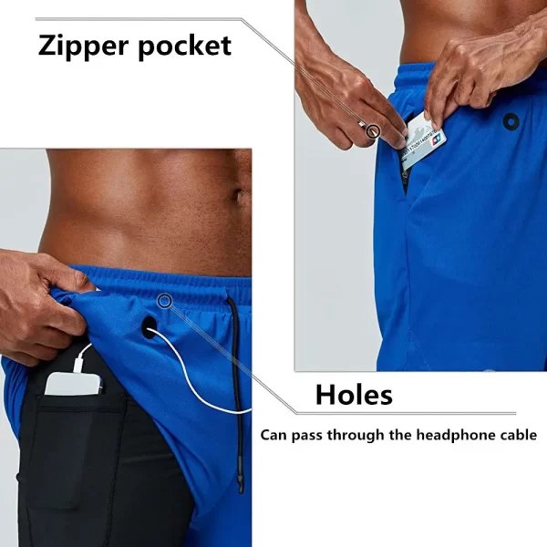 Shorts/Calções de Ginástica Masculina, Corrida, Corredores, Jogging, Esportes, Treino, Calça Curta, Fitness, Mais Recentes, Verão, 2 em 1 - Image 6