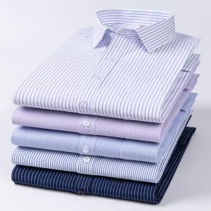 Camisas masculina formal de manga comprida, camisa de escritório extragrande, listrada de cor sólida, anti-rugas, sem engomar, camisas brancas de negócios, S ~ 8XL
