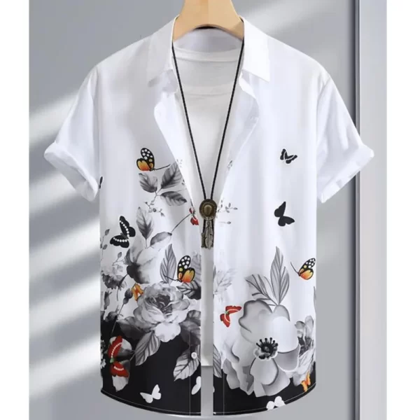 Camisas masculina, havaiana de grandes dimensões, simples, estampada em 3D, casual, top retrô, roupa solta, manga curta, conforto, moda verão - Image 31