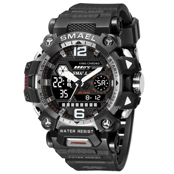 Relógio de pulso masculino, desportivo, impermeável, SMAEL, ecrã duplo, quartzo, LED, militar, digital, 50m, 8072 - Image 8