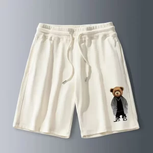 Shorts de urso de algodão unissex, confortável, respirável para praia, calças esportivas de rua, moda exterior, verão.