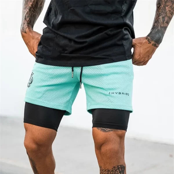 Shorts masculino corrida de fitness seco rápido, shorts de malha, calças curtas para musculação, 2 em 1, alta qualidade, verão - Image 6