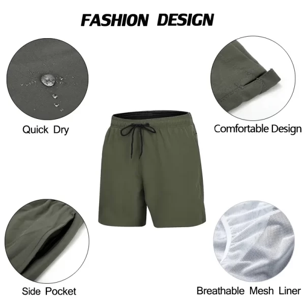 Shorts de praia masculino, Escatch Brand Men's Stretch Swim Trunks Quick Dry Beach Shorts With Zipper Pockets and Mesh Lining - Image 4