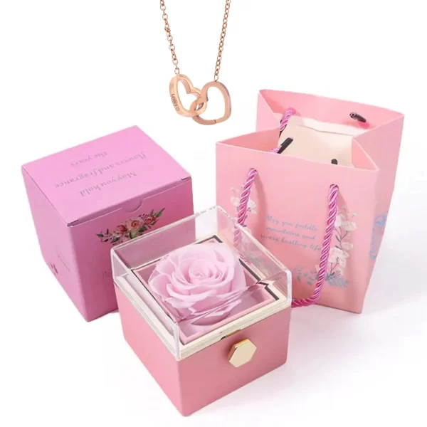 Colar Gravado Coração, Rotating Rose Box, Eternamente Preservado. - Image 15