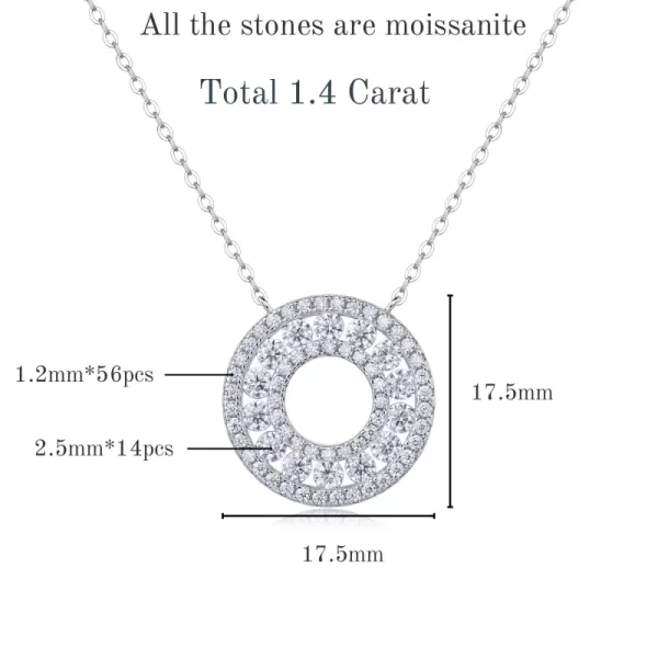Colar pingente feminino, TBCYD-Duplo Círculo Moissanite, S925 Corrente Pescoço de Prata, Jóias de Luxo Presente, Cor D, Certificado GRA, 1.4CT - Image 7
