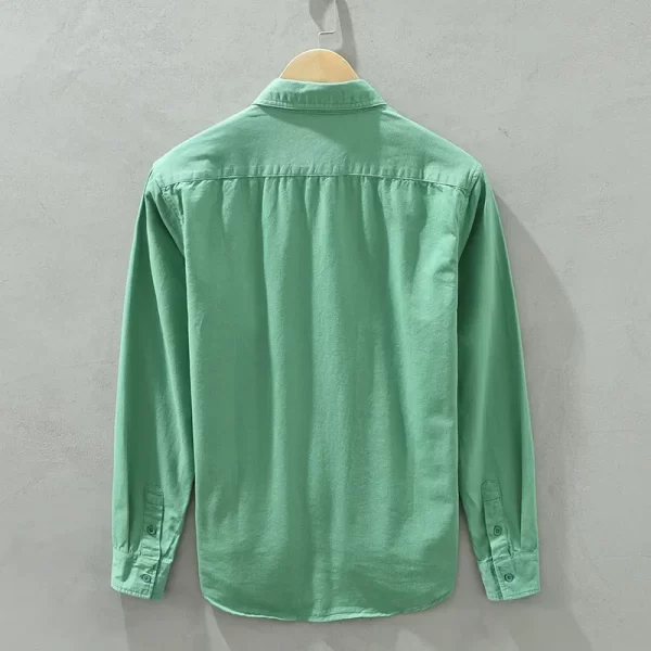 Camisas masculina, casuais de manga comprida, 100% algodão, cor sólida, arte da moda, top versátil, bordado de urso, novo, primavera e outono, C1378 - Image 2