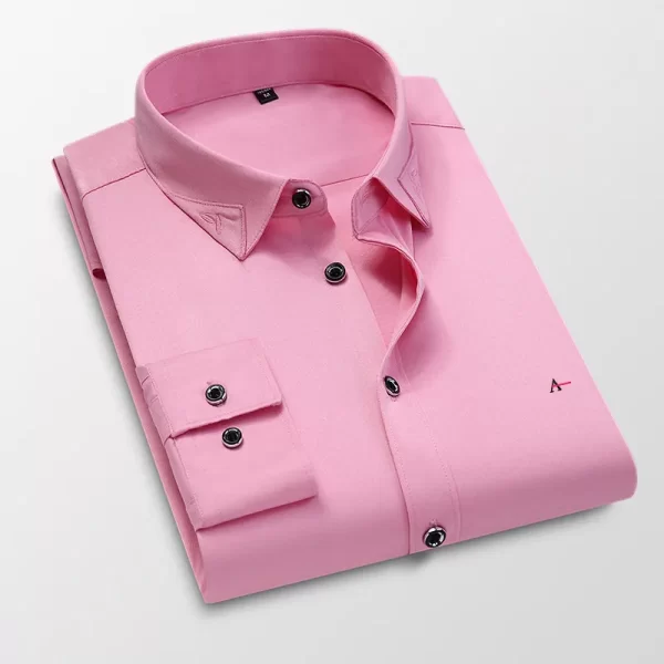 Camisas masculina elásticas bordadas manga longa, camisas casuais de negócios, marca da moda, nova, outono - Image 14