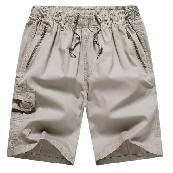 Shorts casuais de algodão puro masculino, elástico na cintura, cordão, bolso com zíper, estampa solta, tamanho grande, shorts esportivos azuis, moda praia, verão - Image 6