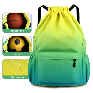 Mochila de Nylon impermeável com Bundle Bolso, Mochila Desportiva Portátil, Acampamento Ao Ar Livre, Lazer, Natação, Saco de Fitness