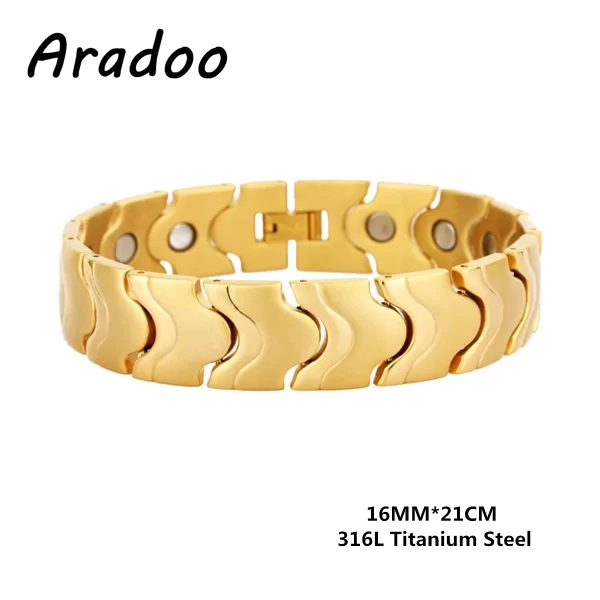 Pulseira/Bracelete, masculino, magnético do emagrecimento do aço Titanium, braceletes anti-radiação da terapia. - Image 6