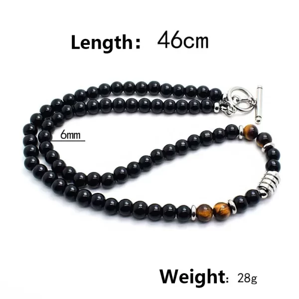 Colar masculino, aço inoxidável Tiger Eye Black Crystal Colar Pingente, Pedra Natural Strand, Frisado Jóias, Personalidade Moda - Image 9