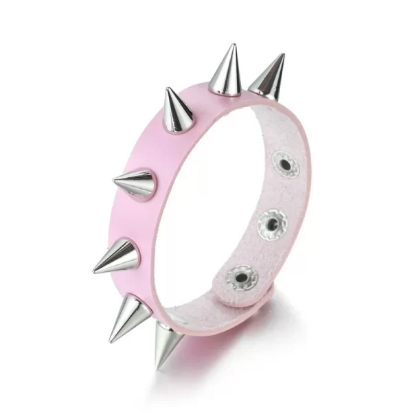 Pulseira de couro masculina espinho de rebite, de couro punk gótico rock unissex com três fileiras - Image 27