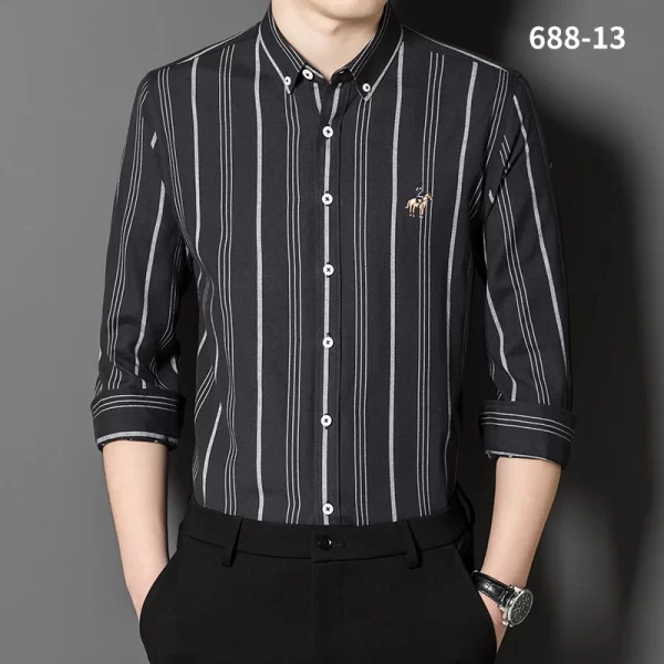 Camisa de manga comprida Oxford Stripes masculina, Clássica, Versátil, Algodão, Casual, Social Fashion, Quatro Estações - Image 16