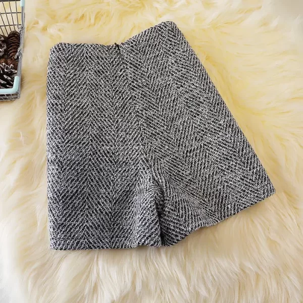 Shorts de perna larga estilo coreano feminino, cintura alta, fino, casual, linha A, lã, outono, inverno, nova moda - Image 4