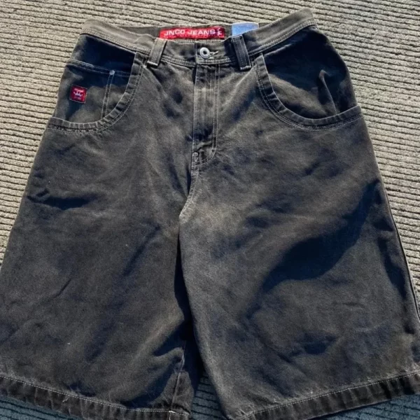 Shorts jeans unissex INCO, com padrão tigre branco, shorts soltos Y2K, neogótico, basquete harajuku, hip hop, verão - Image 3