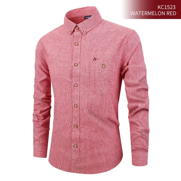 Camisas masculina listradas de manga longa, novos camisa xadrez escritório vestido de negócios sociais camisas padrão caber algodão alta qualidade topos - Image 3