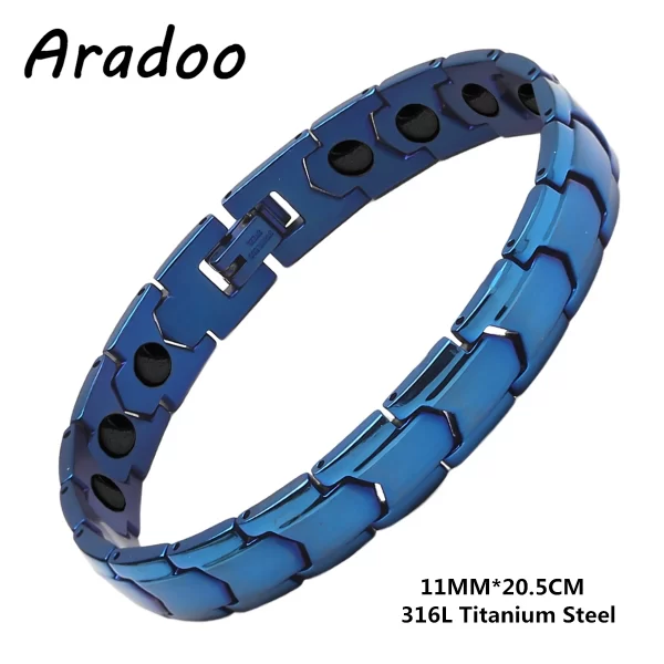 Pulseira/Bracelete, masculino, magnético do emagrecimento do aço Titanium, braceletes anti-radiação da terapia. - Image 34