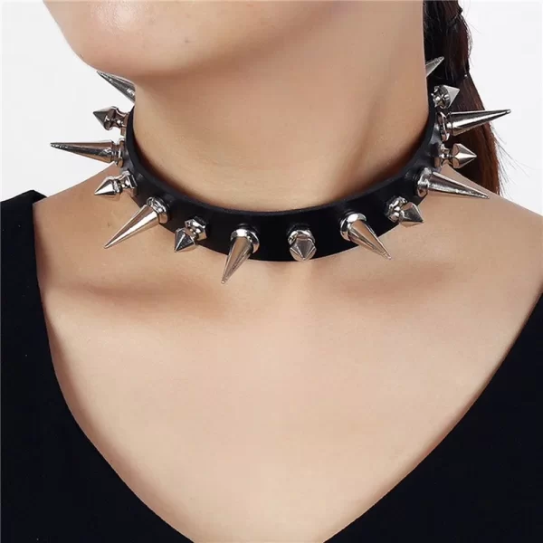 Pulseira de couro masculina espinho de rebite, de couro punk gótico rock unissex com três fileiras - Image 14