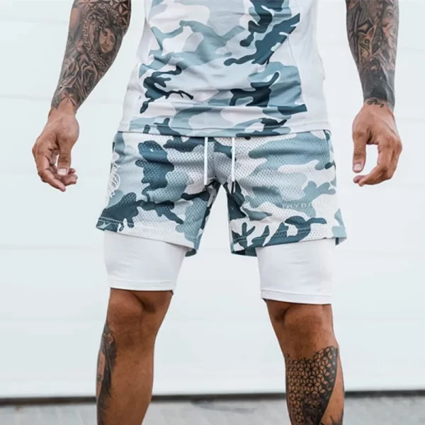 Shorts masculino corrida de fitness seco rápido, shorts de malha, calças curtas para musculação, 2 em 1, alta qualidade, verão - Image 14