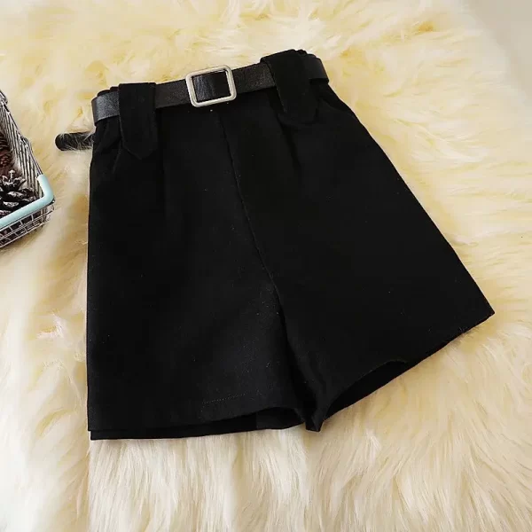Shorts de perna larga estilo coreano feminino, cintura alta, fino, casual, linha A, lã, outono, inverno, nova moda - Image 5
