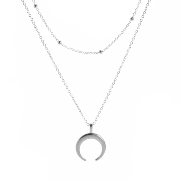 Colar de pingente de lua dupla feminino, gargantilha brilhante, cor dourada, design de luxo, presente joalheria, moda - Image 5