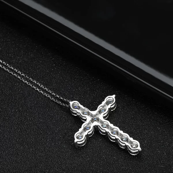 Colar de pingente cruz feminino, KNOBSPIN-Full Moissanite , Corrente de Prata Esterlina 925, Ouro Branco 18K, Colar Fino, Original. - Image 4