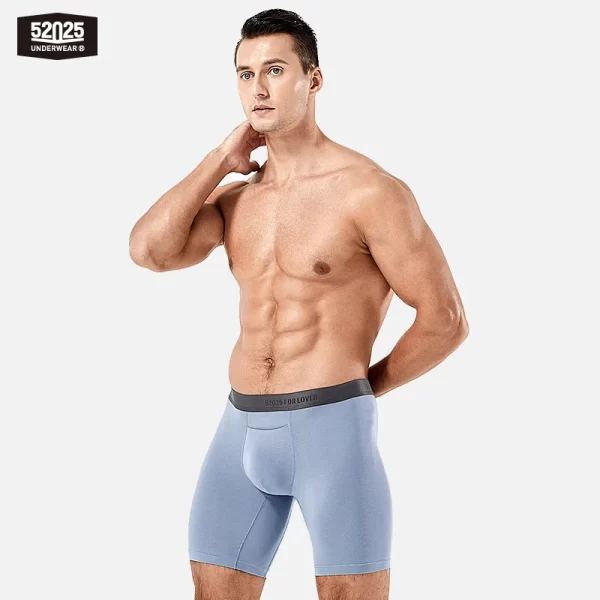 Cuecas boxer masculina sem costura ultramacio, roupa interior confortável e respirável, boxers longos, moda sexy, 8 polegadas, 52025 - Image 9