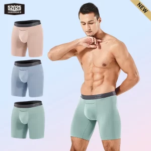 Cuecas Boxer sem costura masculina,  ultra macia, roupa interior respirável,  boxer longas, costura 8 ", moda sexy, 3pcs, 52025