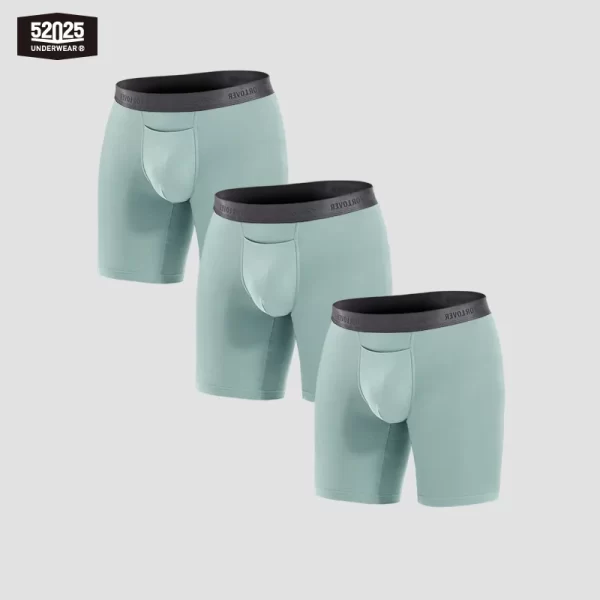Cuecas Boxer sem costura masculina,  ultra macia, roupa interior respirável,  boxer longas, costura 8 ", moda sexy, 3pcs, 52025 - Image 7