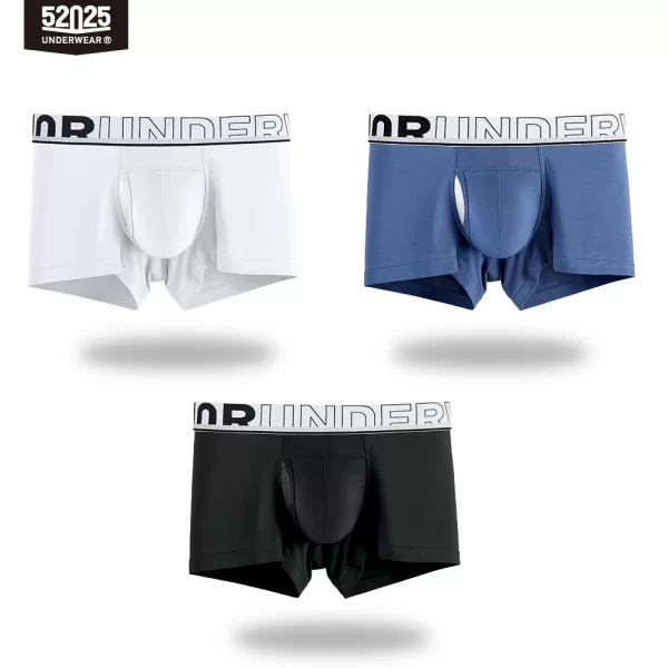 Cueca Boxer masculina de malha de seda de secagem rápida, cueca patenteada confortável, bolsa de separação, cuecas sexy, 52025 - Image 12