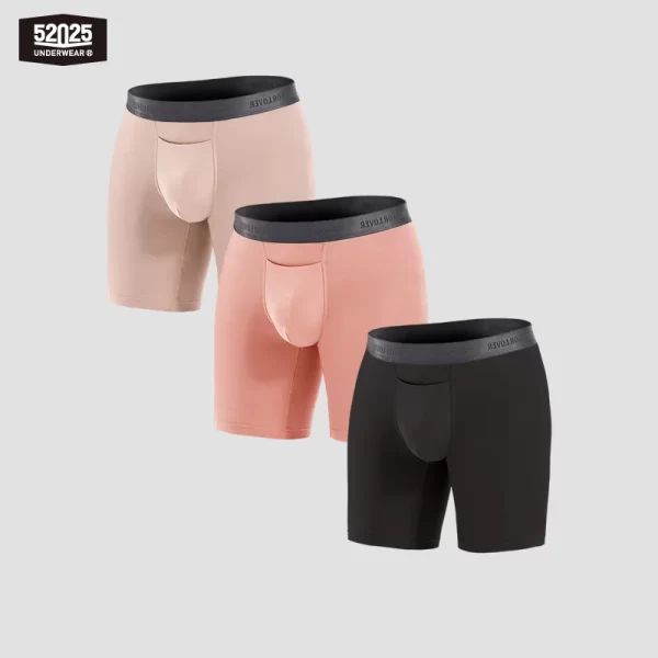 Cuecas Boxer sem costura masculina,  ultra macia, roupa interior respirável,  boxer longas, costura 8 ", moda sexy, 3pcs, 52025 - Image 15