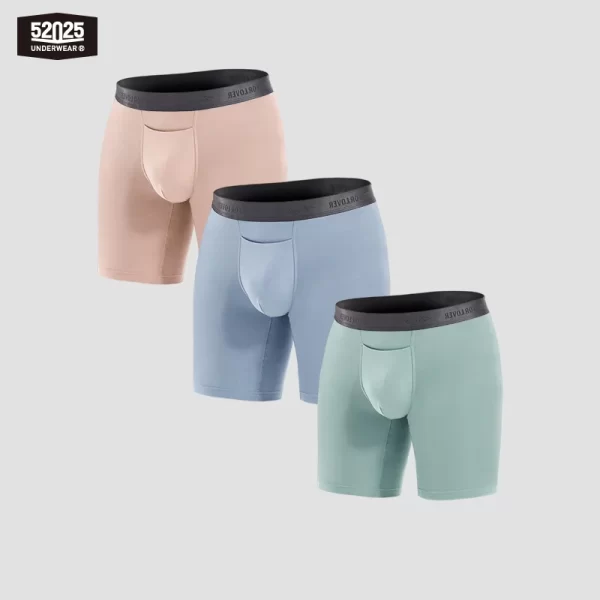 Cuecas Boxer sem costura masculina,  ultra macia, roupa interior respirável,  boxer longas, costura 8 ", moda sexy, 3pcs, 52025 - Image 12