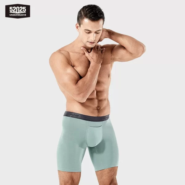 Cuecas Boxer sem costura masculina,  ultra macia, roupa interior respirável,  boxer longas, costura 8 ", moda sexy, 3pcs, 52025 - Image 5