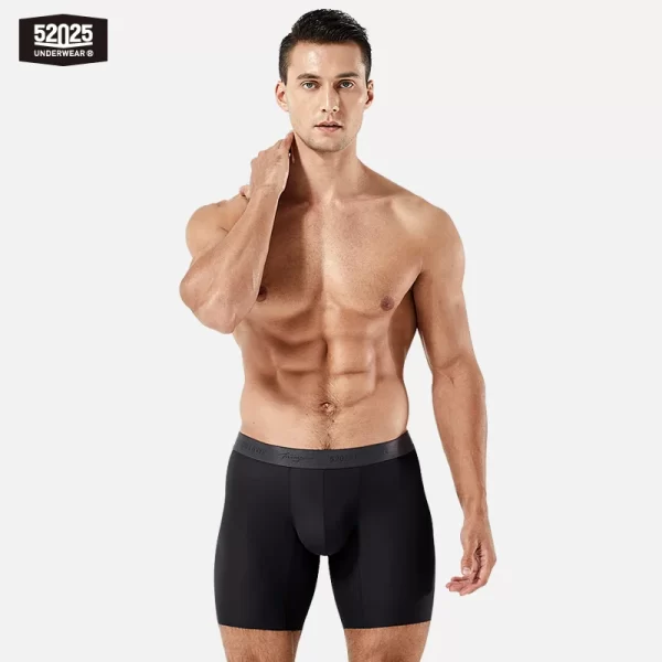 Cuecas boxer masculina sem costura ultramacio, roupa interior confortável e respirável, boxers longos, moda sexy, 8 polegadas, 52025 - Image 10