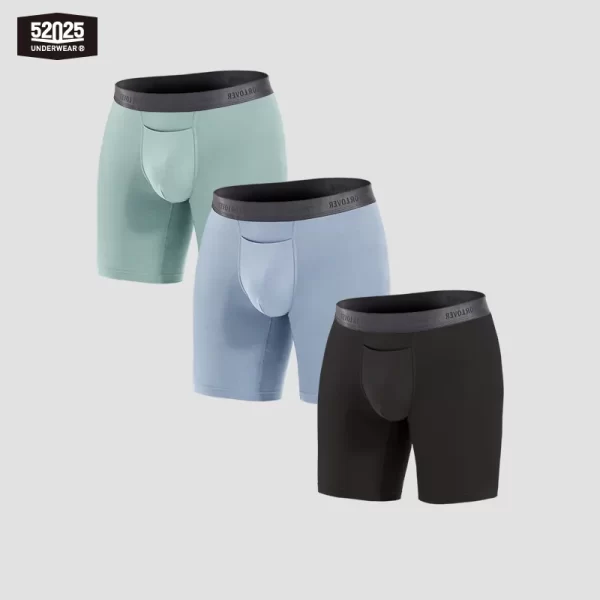 Cuecas Boxer sem costura masculina,  ultra macia, roupa interior respirável,  boxer longas, costura 8 ", moda sexy, 3pcs, 52025 - Image 14