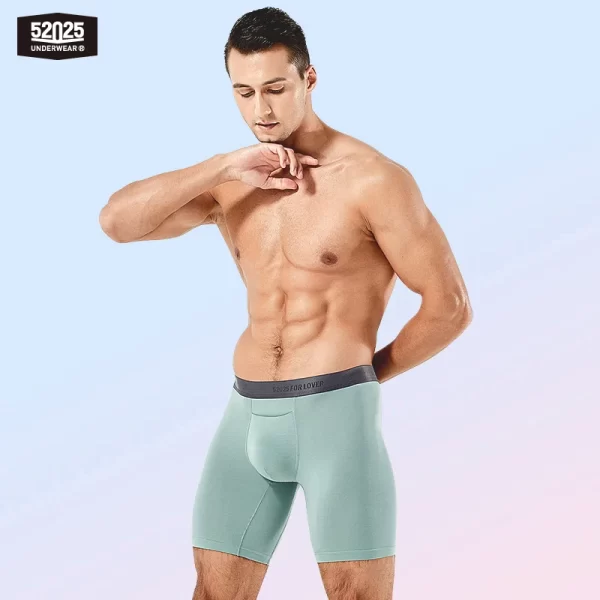 Cuecas Boxer sem costura masculina,  ultra macia, roupa interior respirável,  boxer longas, costura 8 ", moda sexy, 3pcs, 52025 - Image 4