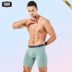 Cuecas boxer masculina sem costura ultramacio, roupa interior confortável e respirável, boxers longos, moda sexy, 8 polegadas, 52025