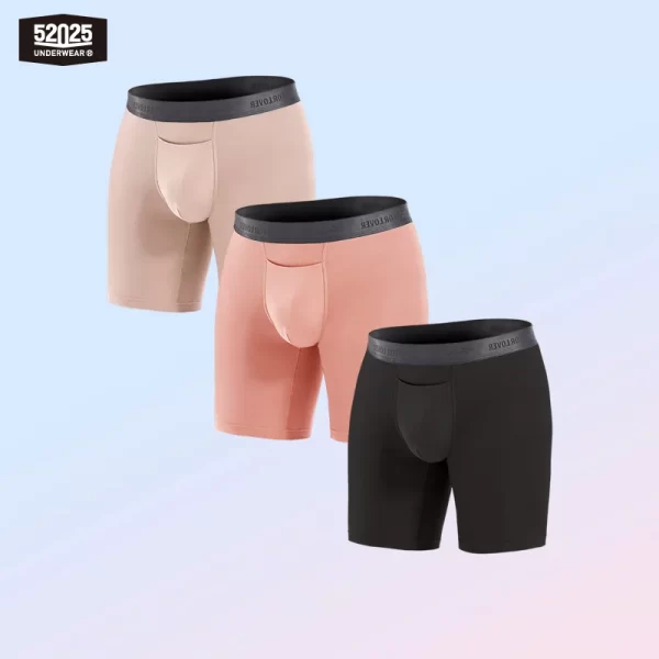 Cuecas Boxer sem costura masculina,  ultra macia, roupa interior respirável,  boxer longas, costura 8 ", moda sexy, 3pcs, 52025 - Image 2