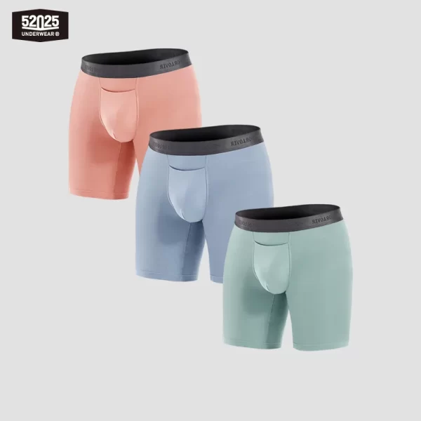 Cuecas Boxer sem costura masculina,  ultra macia, roupa interior respirável,  boxer longas, costura 8 ", moda sexy, 3pcs, 52025 - Image 13