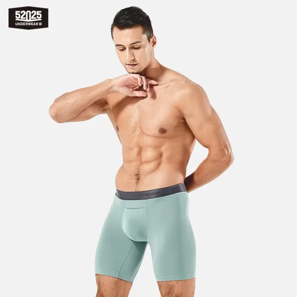 Cuecas boxer masculina sem costura ultramacio, roupa interior confortável e respirável, boxers longos, moda sexy, 8 polegadas, 52025 - Image 8