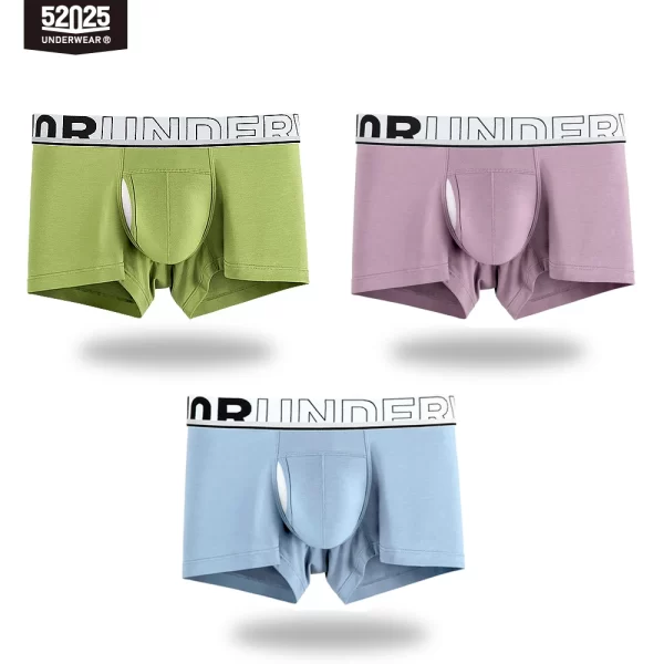 Cueca Boxer masculina de malha de seda de secagem rápida, cueca patenteada confortável, bolsa de separação, cuecas sexy, 52025 - Image 21