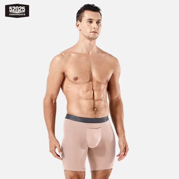 Cuecas boxer masculina sem costura ultramacio, roupa interior confortável e respirável, boxers longos, moda sexy, 8 polegadas, 52025 - Image 6