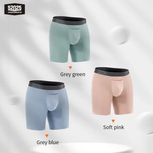 Cuecas boxer masculina sem costura ultramacio, roupa interior confortável e respirável, boxers longos, moda sexy, 8 polegadas, 52025 - Image 2